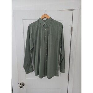 #83 L.L. LL Bean Men's L wrinkle resistant button up shirt green/gray checks